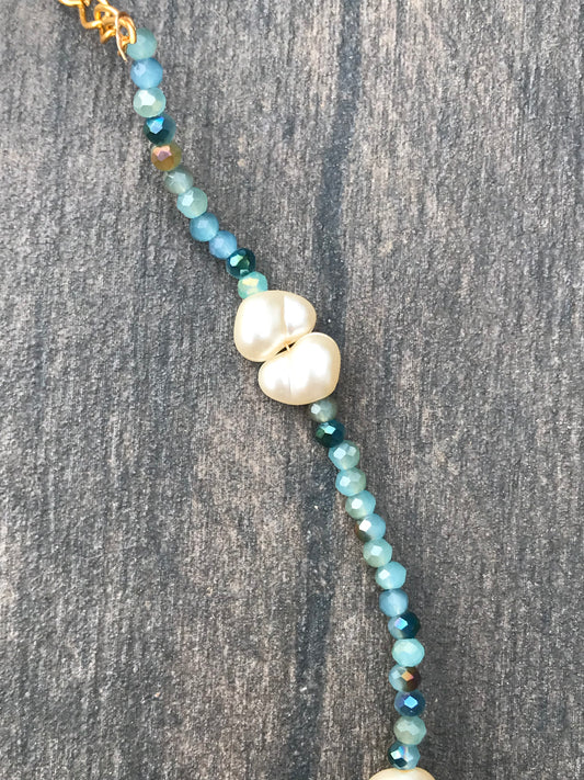 Collar Posidonia con cuentas azules y perlas | Joyas marinas exclusivas